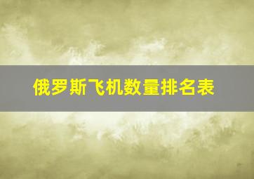 俄罗斯飞机数量排名表