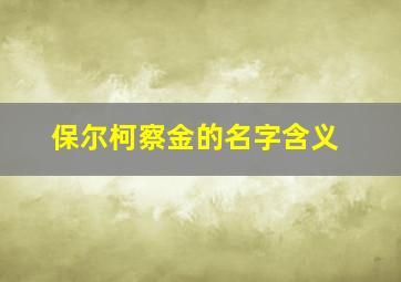 保尔柯察金的名字含义