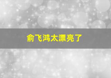 俞飞鸿太漂亮了