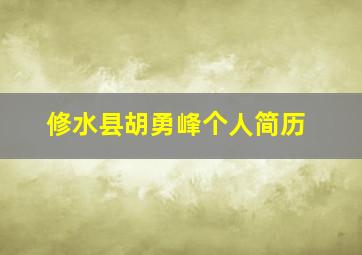 修水县胡勇峰个人简历