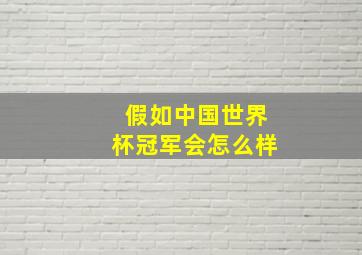 假如中国世界杯冠军会怎么样