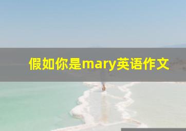 假如你是mary英语作文