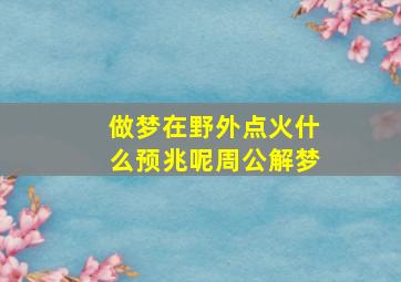 做梦在野外点火什么预兆呢周公解梦