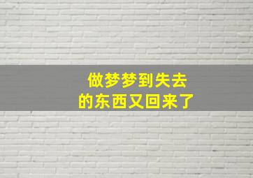 做梦梦到失去的东西又回来了