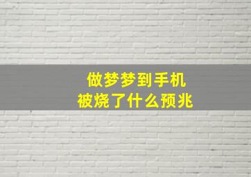 做梦梦到手机被烧了什么预兆