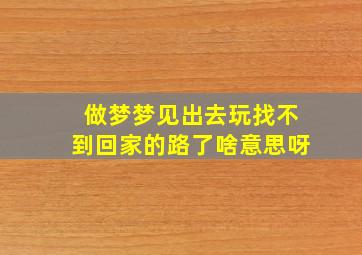 做梦梦见出去玩找不到回家的路了啥意思呀