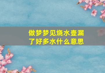 做梦梦见烧水壶漏了好多水什么意思