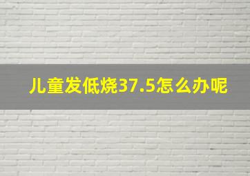 儿童发低烧37.5怎么办呢