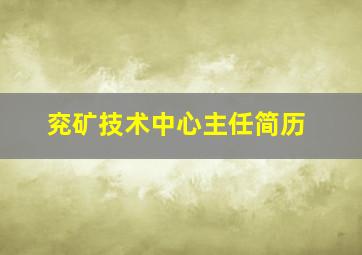 兖矿技术中心主任简历