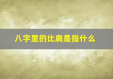 八字里的比肩是指什么