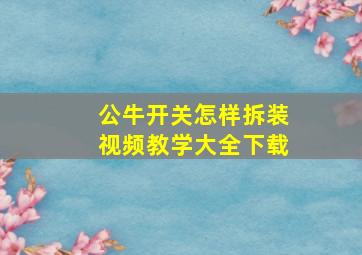 公牛开关怎样拆装视频教学大全下载