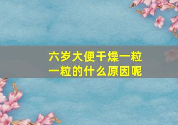 六岁大便干燥一粒一粒的什么原因呢