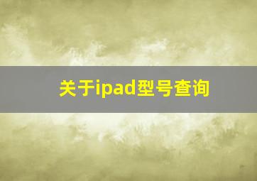 关于ipad型号查询