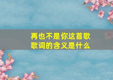 再也不是你这首歌歌词的含义是什么