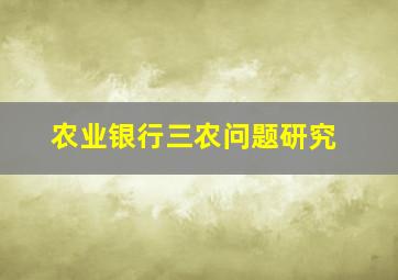 农业银行三农问题研究