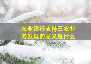 农业银行支持三农业务发展的意义是什么