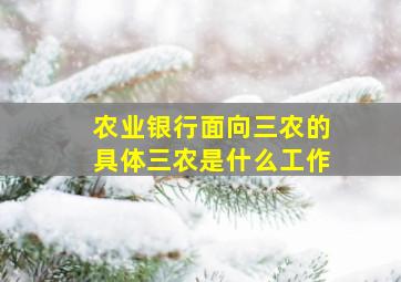 农业银行面向三农的具体三农是什么工作