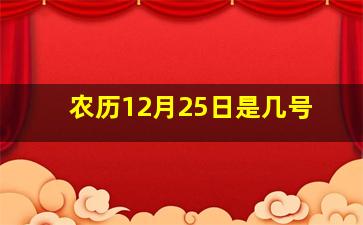 农历12月25日是几号