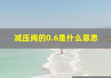 减压阀的0.6是什么意思