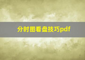 分时图看盘技巧pdf