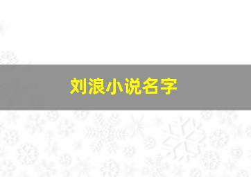 刘浪小说名字