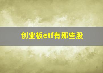 创业板etf有那些股