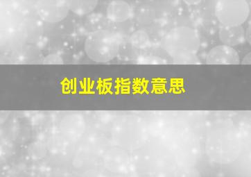 创业板指数意思