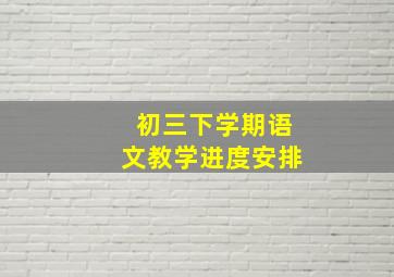 初三下学期语文教学进度安排