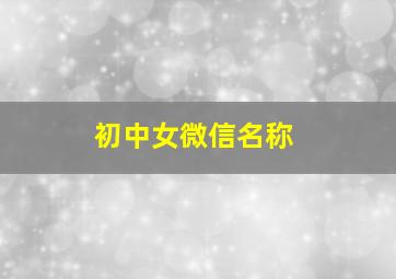 初中女微信名称