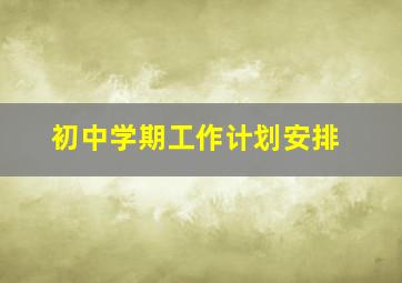 初中学期工作计划安排