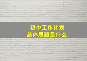 初中工作计划总体思路是什么