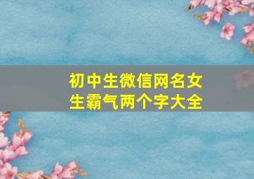 初中生微信网名女生霸气两个字大全