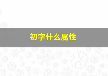 初字什么属性