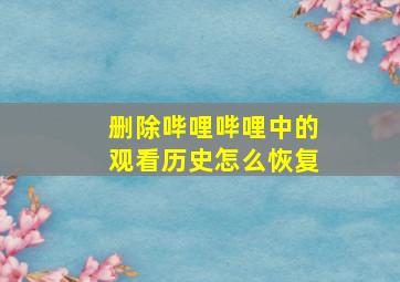 删除哔哩哔哩中的观看历史怎么恢复