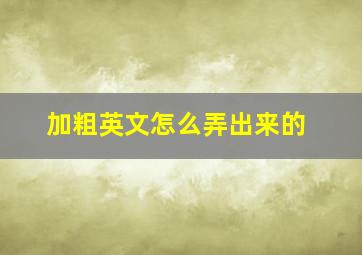 加粗英文怎么弄出来的