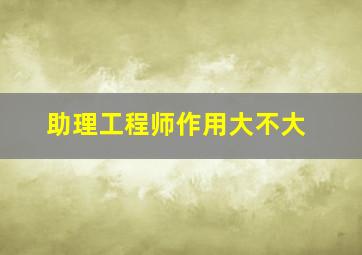 助理工程师作用大不大