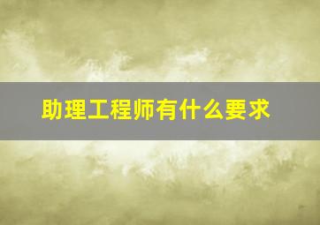 助理工程师有什么要求