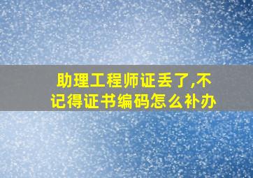 助理工程师证丢了,不记得证书编码怎么补办