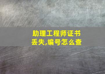 助理工程师证书丢失,编号怎么查