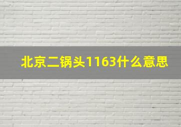 北京二锅头1163什么意思