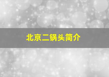 北京二锅头简介