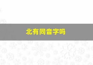 北有同音字吗