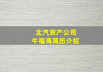 北汽资产公司牛福海简历介绍