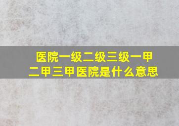 医院一级二级三级一甲二甲三甲医院是什么意思