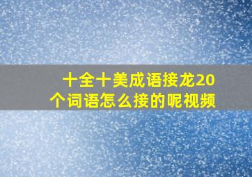 十全十美成语接龙20个词语怎么接的呢视频