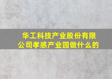 华工科技产业股份有限公司孝感产业园做什么的