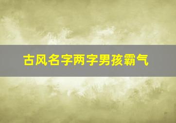 古风名字两字男孩霸气