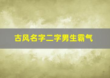 古风名字二字男生霸气