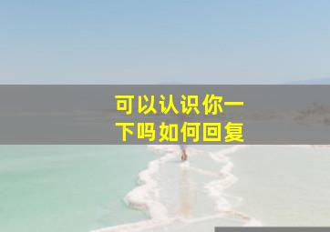 可以认识你一下吗如何回复