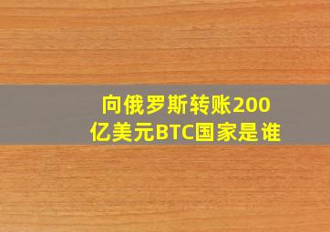 向俄罗斯转账200亿美元BTC国家是谁